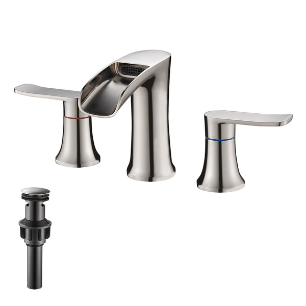 YUNDOOM  Brushed silver double handles basin faucet  810182