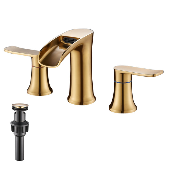 YUNDOOM Grifo de lavabo doble mando dorado 81018T