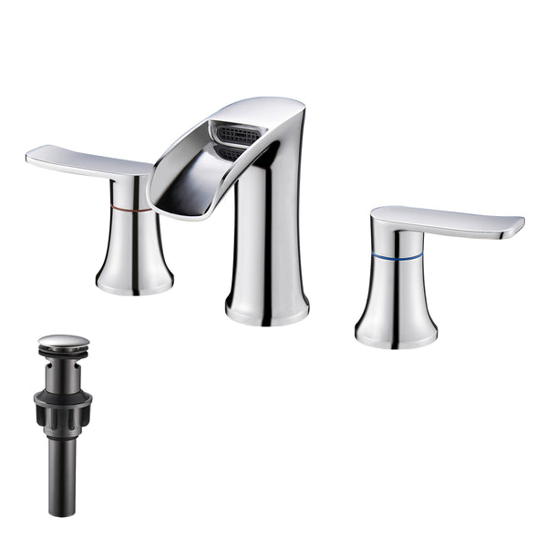 YUNDOOM  Silver double handles basin faucet  810181