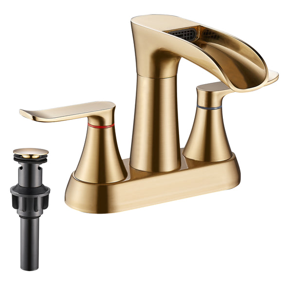 YUNDOOM Grifo de lavabo doble mando dorado 81017T